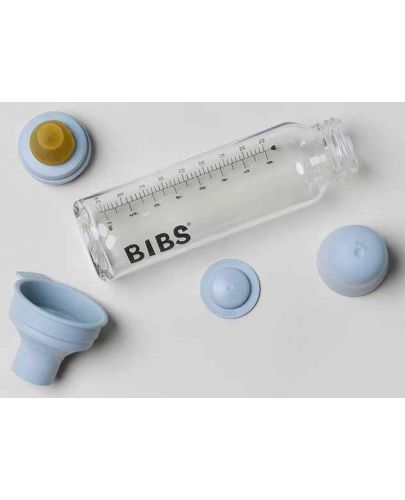 Стъклена бебешка бутилка с аксесоари Bibs - 225 ml, бежово - 2