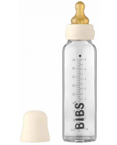 Стъклена бебешка бутилка с аксесоари Bibs - 225 ml, бежово - 1