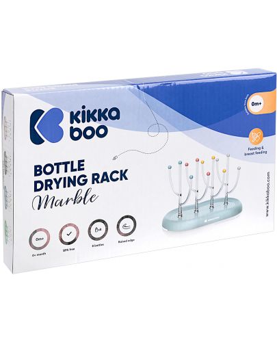 Сушилник за шишета и биберони KikkaBoo - Marble, Blue - 3