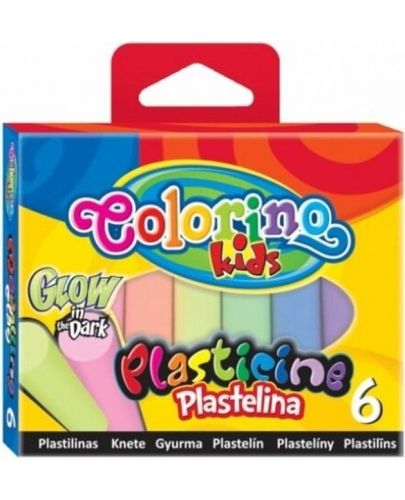 Светещ пластилин Colorino Kids - Glow in the Dark, 6 цвята - 1