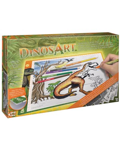 Светеща подложка за рисуване и прекопиране DinosArt - Динозаври - 1