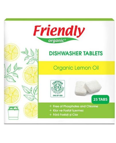 Таблетки за съдомиялна Friendly Organic - 25 броя, лимон - 1