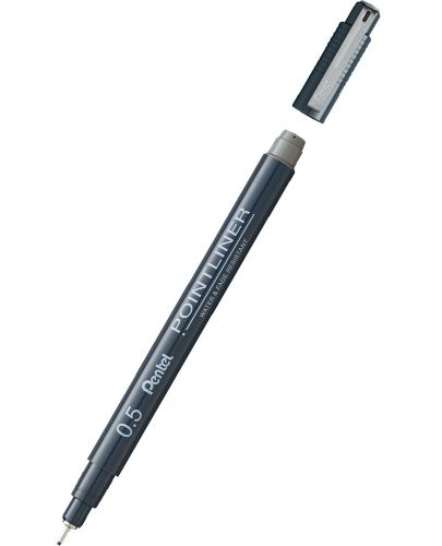 Тънкописец Pentel Pointliner - 0.5 mm, сив - 1