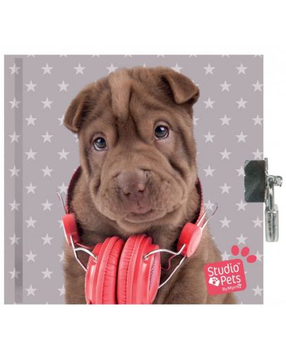 Таен дневник с катинар Paso Studio Pets –  Куче с червени слушалки - 1