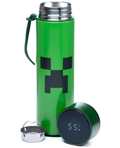 Термос с дигитален термометър Puckator - Minecraft Creeper, 450 ml  - 2