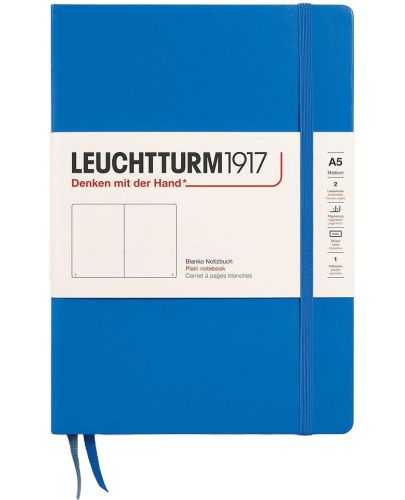 Тефтер Leuchtturm1917 New Colours - А5, бели страници, Sky, твърди корици - 1