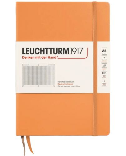Тефтер Leuchtturm1917 New Colours - А5, страници на квадрачета, Apricot, твърди корици - 1