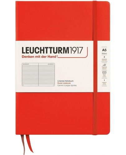 Тефтер Leuchtturm1917 New Colours - А5, страници с редове, Lobster, твърди корици - 1