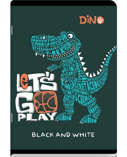Тетрадка Black&White - Динозаври и чудовища, А5, 24 листа, големи квадратчета, асортимент - 5