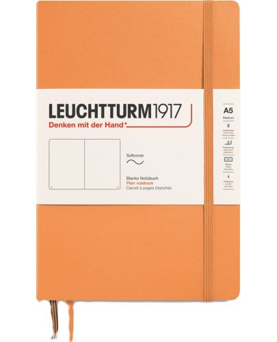 Тефтер Leuchtturm1917 New Colours - А5, бели страници, Apricot - 1