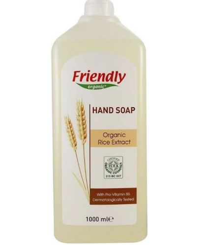 Течен сапун за ръце Friendly Organic - С екстракт от ориз, 1 l - 1