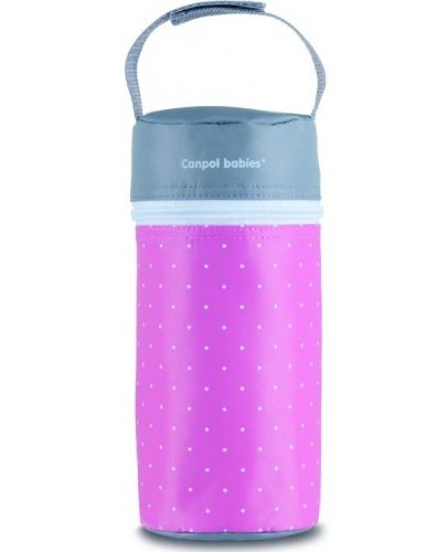 Термоопаковка за шише Canpol - Polka Dots, розово и сиво - 1