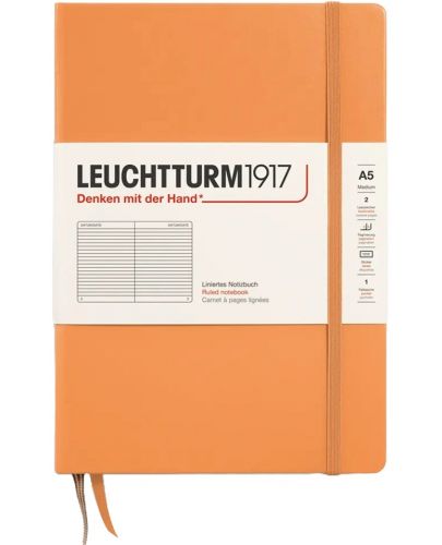 Тефтер Leuchtturm1917 New Colours - А5, страници с редове, Apricot, твърди корици - 1
