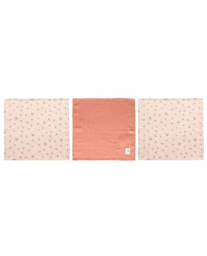 Тензухени пелени за лице Bebe-Jou - 32 x 32 cm, Wish Pink, 3 броя - 1