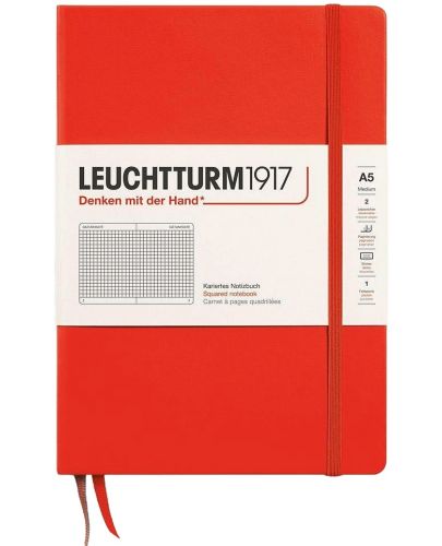 Тефтер Leuchtturm1917 New Colours - А5, страници на квадратчета, Lobster, твърди корици - 1