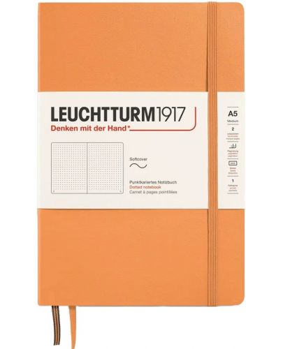 Тефтер Leuchtturm1917 New Colours - А5, страници на точки, Apricot, меки корици - 1