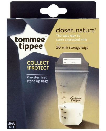 Комплект торбички за кърма Tommee Tippee - Closer to Nature, 350 ml, 36 броя - 1