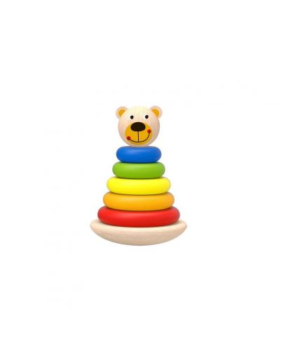 Tooky Toy Дървени бебешки рингове Bear - 1