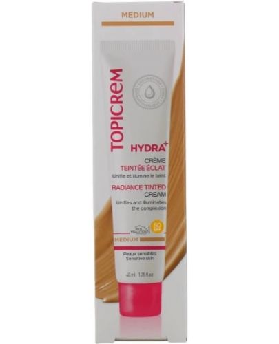 Topicrem Hydra+ Хидратиращ оцветен крем за лице Radiance, Medium, SPF50, 40 ml - 2