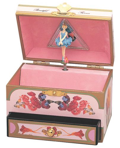 Музикална кутия Trousselier - Цветя, розова, с фигура Балерина - 1