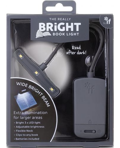 Цветна лампичка за книга IF – Bright, сива - 1