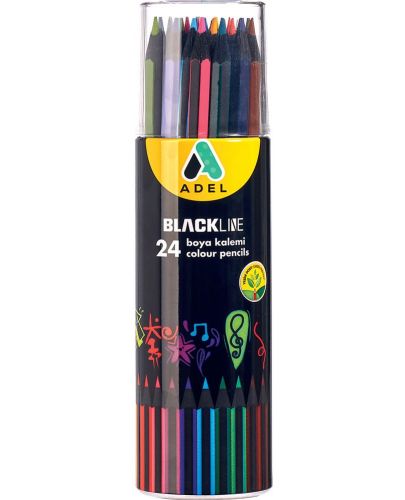 Цветни моливи Adel BlackLine, 24 цвята - 1