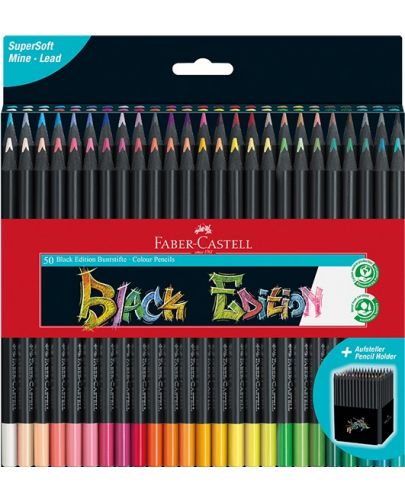 Цветни моливи Faber-Castell Black Edition - 50 цвята - 1