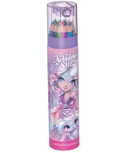 Цветни моливи с острилка и моливник Nebulous Stars - Aсортимент - 4