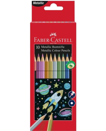 Цветни моливи Faber-Castell - 10 металикови цвята - 1