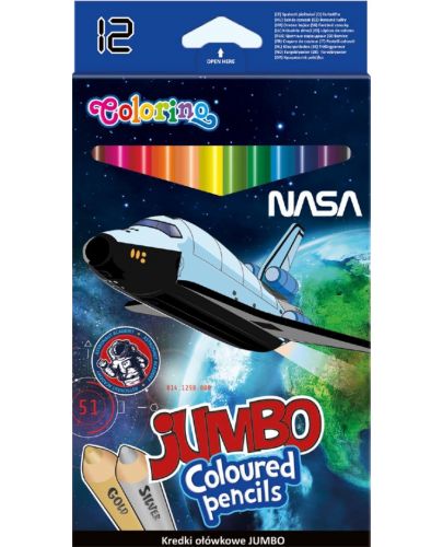 Цветни моливи Colorino - Jumbo Nasa, 12 цвята - 1