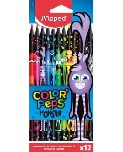 Цветни моливи Maped Color Peps - Monster, 12 цвята - 1