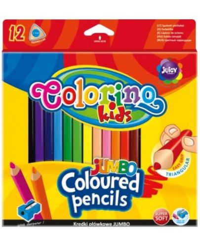 Цветни моливи Colorino Kids - Jumbo, 12 цвята - 1