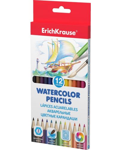 Цветни акварелни моливи Erich Krause Art Berry - 12 цвята  - 2