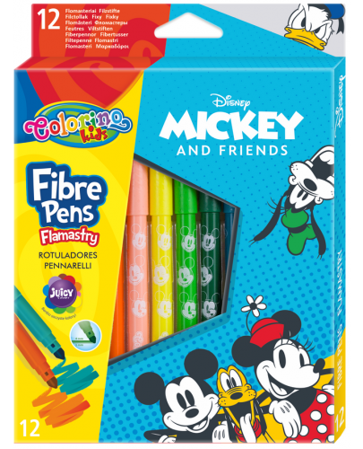 Цветни флумастери Colorino Disney - Mickey and Friends, 12 цвята - 1