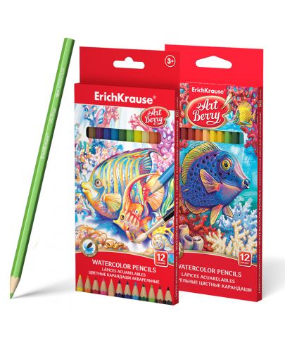 Цветни акварелни моливи Erich Krause Art Berry - 12 цвята  - 1