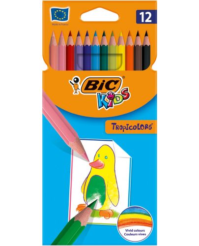 Цветни моливи Bic Kids Tropic - 12 броя - 1