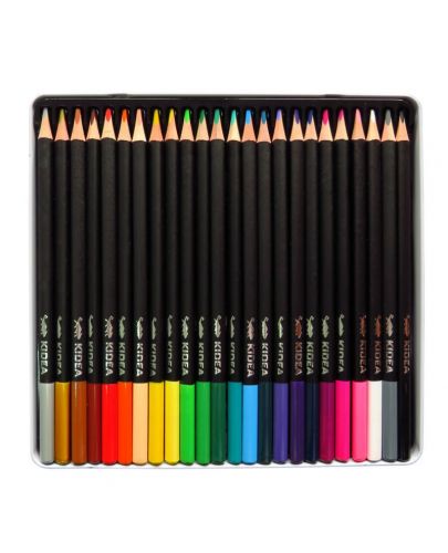 Цветни моливи в метална кутия Kidea - 24 цвята - 2