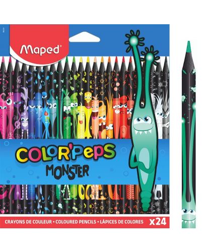 Цветни моливи Maped Color Peps - Monster, 24 цвята - 1