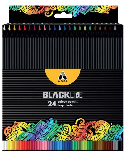 Цветни моливи Adel BlackLine - 24 класически цвята - 1