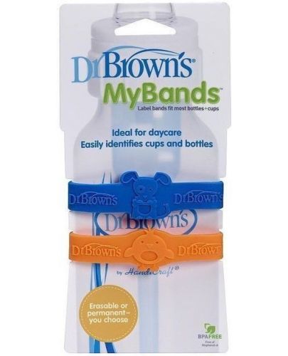 Цветни гривни за шише Dr. Brown's - Синя и оранжева, 2 броя - 1