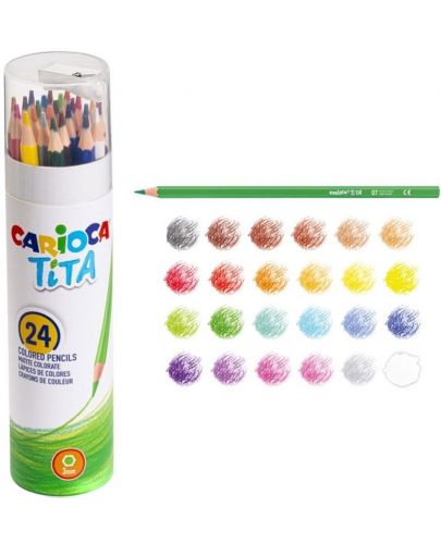 Цветни моливи Carioca Tita - 24 цвята + острилка - 2