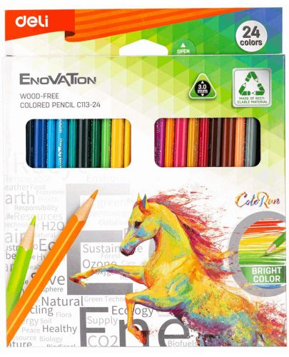 Цветни моливи Deli Enovation - EC113-24, 24 цвята - 1