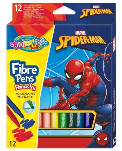 Цветни флумастери Colorino - Marvel Spider-Man, 12 цвята - 1