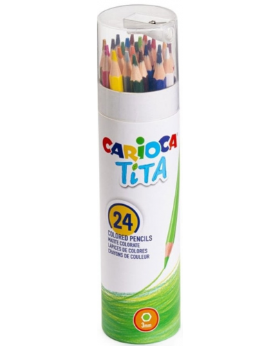 Цветни моливи Carioca Tita - 24 цвята + острилка - 1