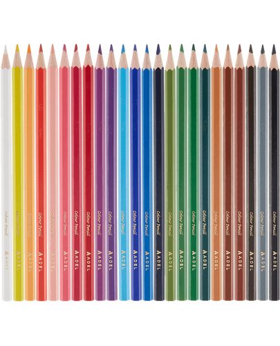 Цветни моливи Adel - 24 цвята, дълги, в метален тубус - 2