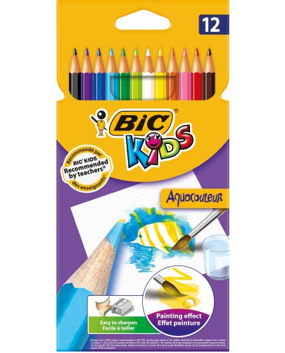 Цветни моливи BIC Kids - акварелни, 12 цвята - 1