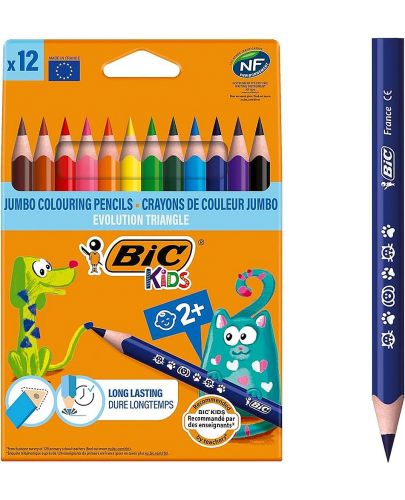 Цветни моливи BIC JUMBO Ecolutions триъгълни, 12 цвята - 1