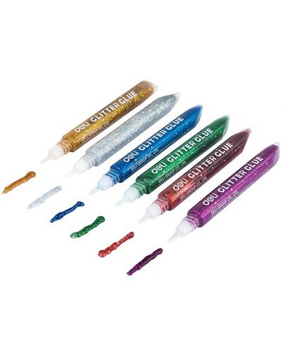 Цветни лепила Deli Stick Up - Glitter Classic, 6 х 12 ml - 4