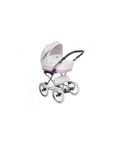 Tutek Комбинирана бебешка количка TURRAN SILVER TSECO WP/B 3в1 Розово и бяло - 1