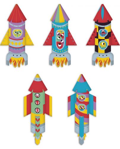 Творчески комплект Janod - Хартиени ракети - 3